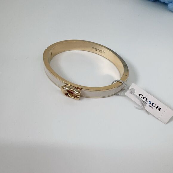 CLEARANCE Coach F67480 Signature Push Hinged Bangle Gold/Chalk NWT - Picture 3 of 9